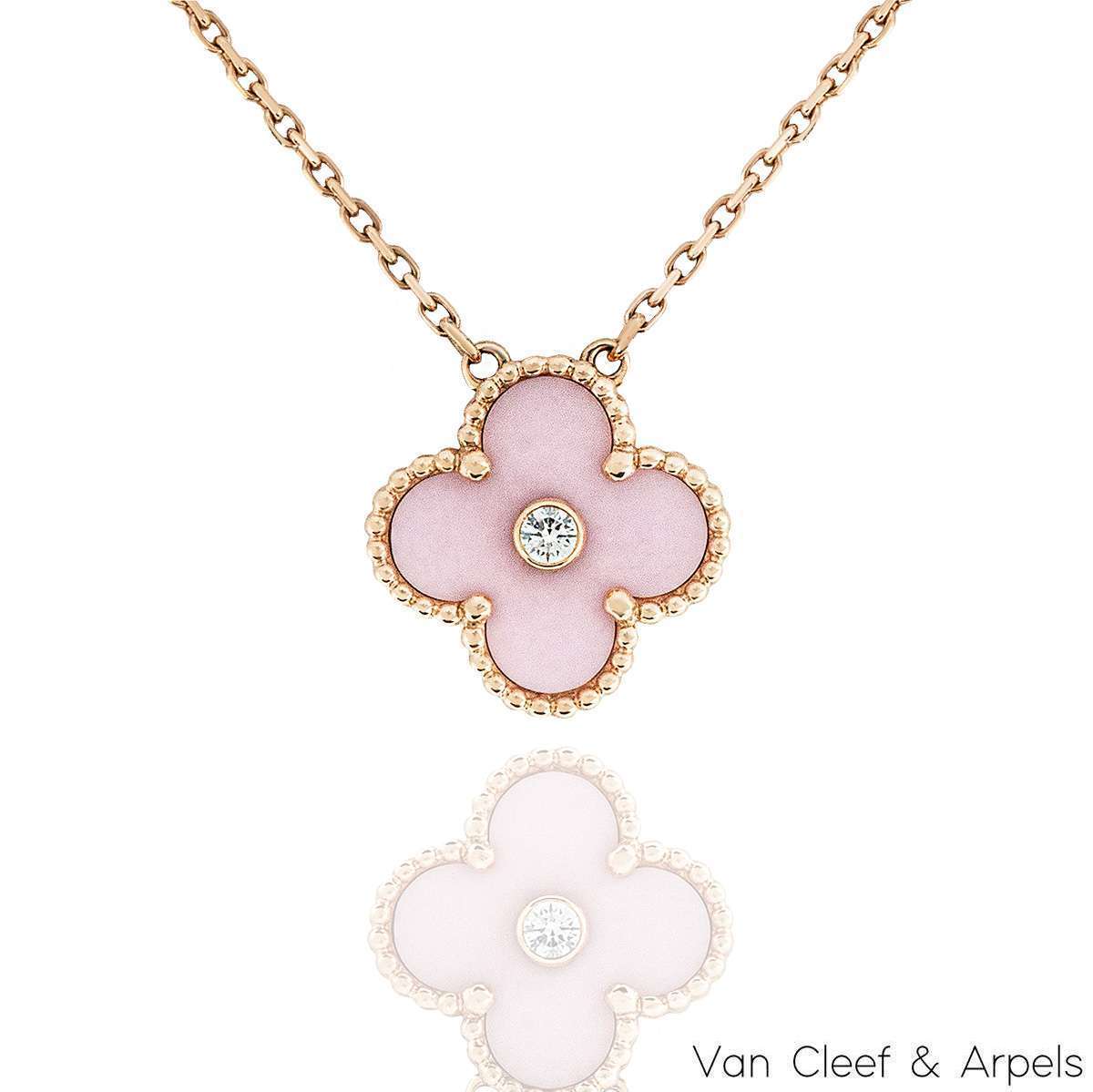 Van Cleef & Arpels Limited Edition 2015 Pink Porcelain Vintage Alhambra Holiday Pendant VCAR05SY00 Van Cleef & Arpels Limited Edition 2015 Pink Porcelain Vintage Alhambra Holiday Pendant VCAR05SY00